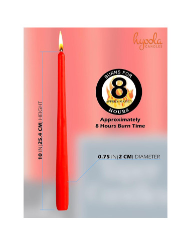 Hyoola Velas Taper Altas Rojas 25.4 cm Sin Goteo 12 Pack