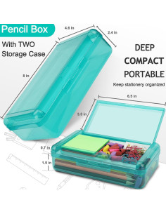 Estuche de Lápices SFLHHDM Doble Capa Verde 20.8x11.7cm 2