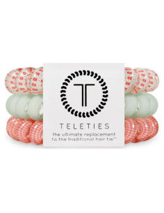 TELETIES Coils de Cabello Espiral Grandes - Coral Calmante - Paquete de 3