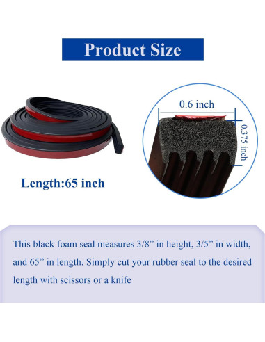 Sello de Goma Espuma EPDM Ctuoptuo 1.65m Aislamiento Climático