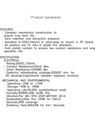 2 Pcs ZIF Socket 14 Pin 2.54mm YEGAFE Chapado en Oro