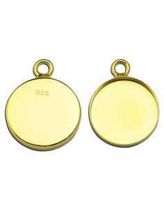 Base de Colgante Redondo Plata Esterlina 925 16mm 2pcs Dorado