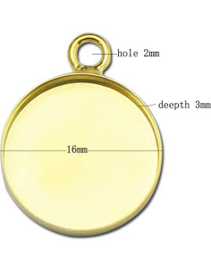 Base de Colgante Redondo Plata Esterlina 925 16mm 2pcs Dorado 2