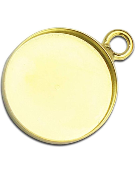 Base de Colgante Redondo Plata Esterlina 925 16mm 2pcs Dorado