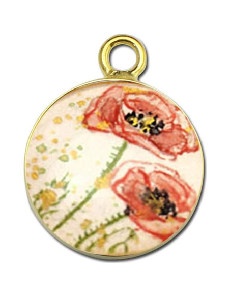 Base de Colgante Redondo Plata Esterlina 925 16mm 2pcs Dorado