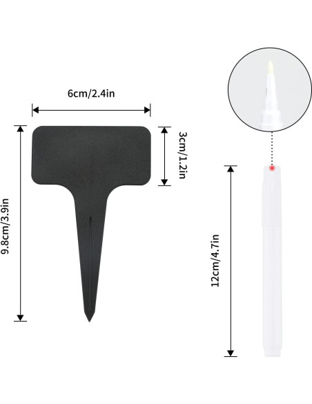 100 Etiquetas de Plástico Negras KINGLAKE para Jardín 6x10 cm