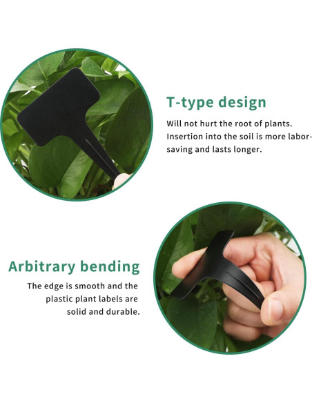 100 Etiquetas de Plástico Negras KINGLAKE para Jardín 6x10 cm