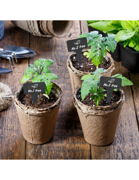 100 Etiquetas de Plástico Negras KINGLAKE para Jardín 6x10 cm