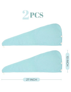 Toalla de Microfibra para Cabello MaopaoBeauty 27x70cm 2 Piezas Verde 2