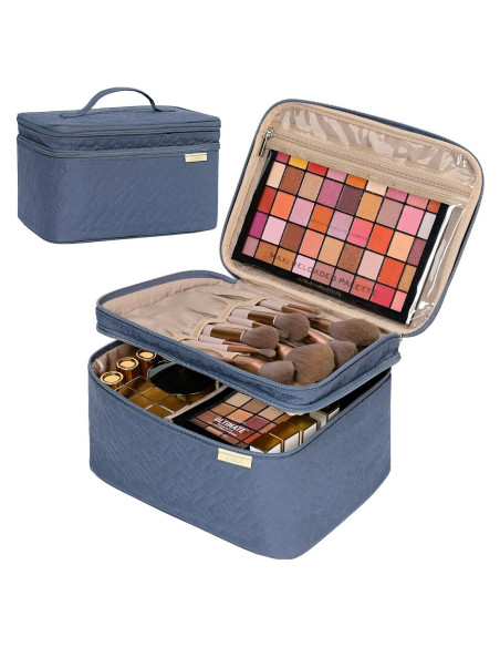 Bolsa de Maquillaje de Viaje NISHEL Grande Doble Capa Azul Egeo