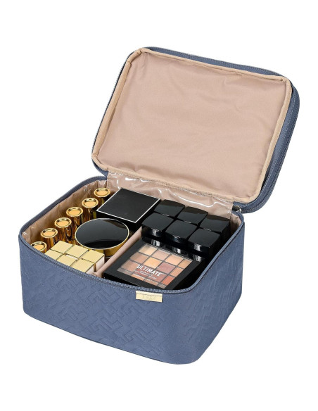 Bolsa de Maquillaje de Viaje NISHEL Grande Doble Capa Azul Egeo