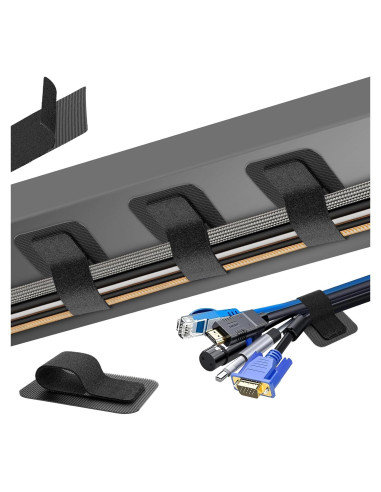 Organizador de Cables Fansto Negro, 20 Pares, Autoadhesivo