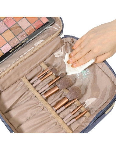 Bolsa de Maquillaje de Viaje NISHEL Grande Doble Capa Azul Egeo