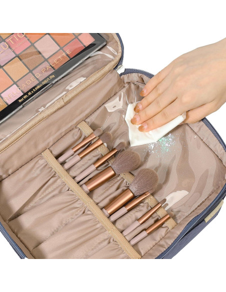 Bolsa de Maquillaje de Viaje NISHEL Grande Doble Capa Azul Egeo