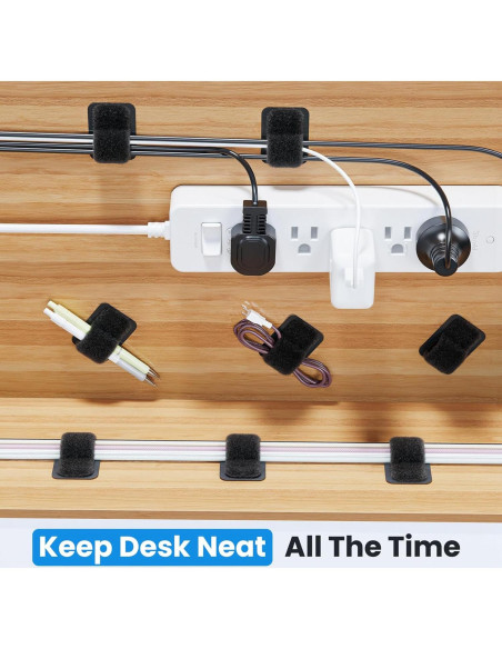 Organizador de Cables Fansto Negro, 20 Pares, Autoadhesivo