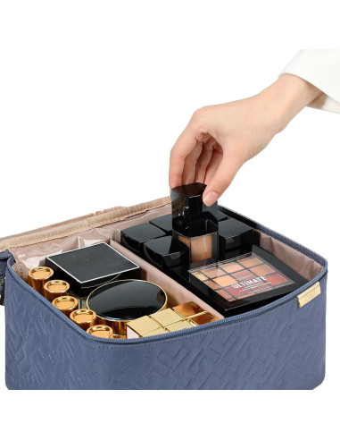 Bolsa de Maquillaje de Viaje NISHEL Grande Doble Capa Azul Egeo