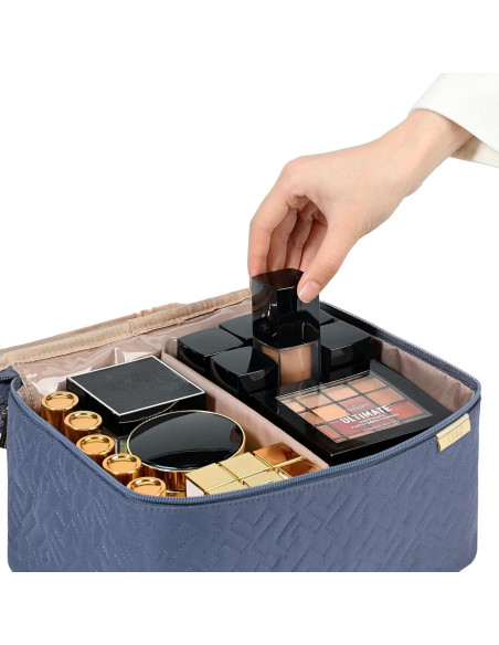 Bolsa de Maquillaje de Viaje NISHEL Grande Doble Capa Azul Egeo