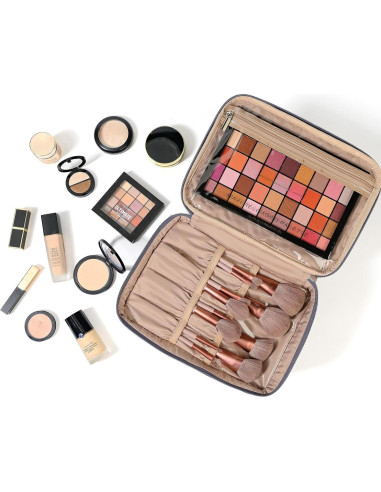 Bolsa de Maquillaje de Viaje NISHEL Grande Doble Capa Azul Egeo