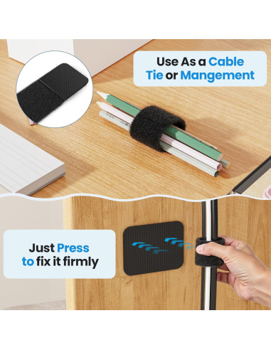 Organizador de Cables Fansto Negro, 20 Pares, Autoadhesivo