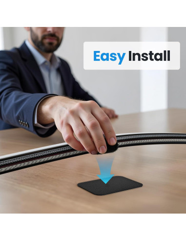 Organizador de Cables Fansto Negro, 20 Pares, Autoadhesivo