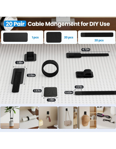 Organizador de Cables Fansto Negro, 20 Pares, Autoadhesivo