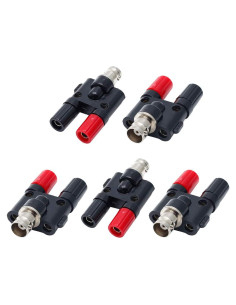 Adaptador BNC Femenino a Doble Jack Banana 4mm - 5 Pcs Hxchen