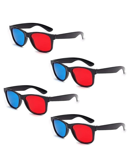 Gafas 3D Anáglifas Rojas y Azules Fansoftiks - 4 Piezas