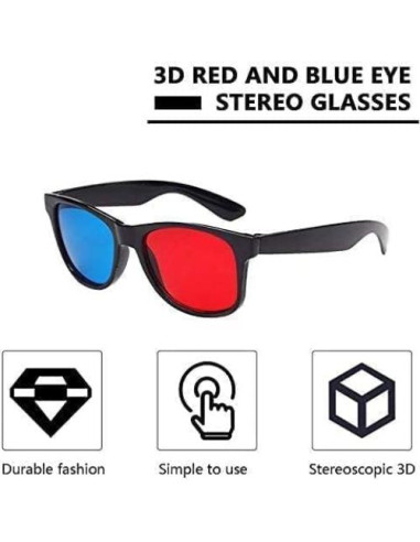Gafas 3D Anáglifas Rojas y Azules Fansoftiks - 4 Piezas