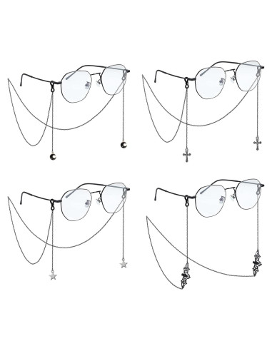 Cadena de Gafas Gótica 4 Pcs Acero Inoxidable 80 cm Negro