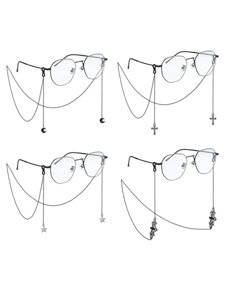 Cadena de Gafas Gótica 4 Pcs Acero Inoxidable 80 cm Negro