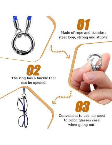 Soportes para Gafas Alrededor del Cuello 4 Pcs Nylon Metal