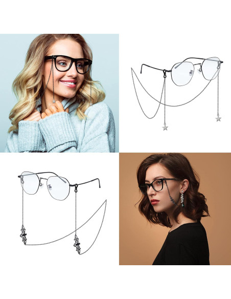 Cadena de Gafas Gótica 4 Pcs Acero Inoxidable 80 cm Negro