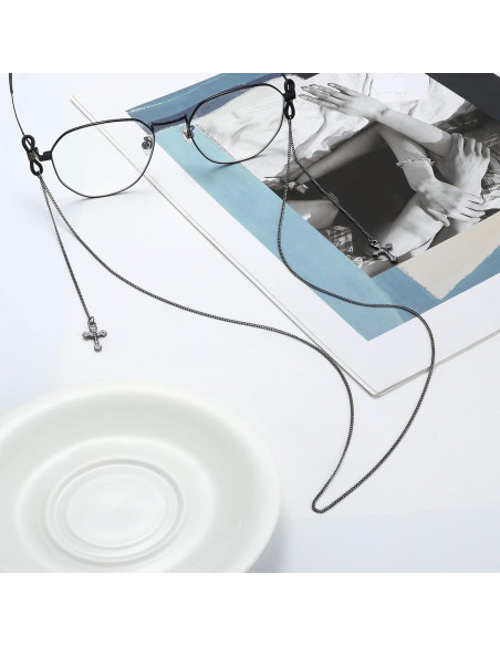 Cadena de Gafas Gótica 4 Pcs Acero Inoxidable 80 cm Negro