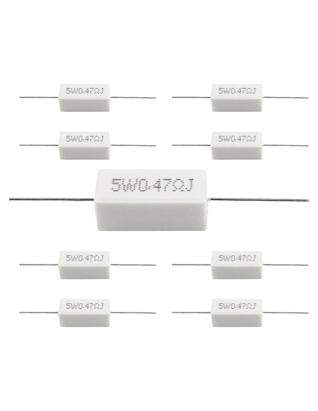 10 Resistores Cerámicos 5W 0.47 Ohm Qjaiune - Alta Calidad