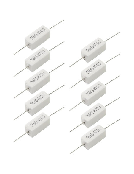 10 Resistores Cerámicos 5W 0.47 Ohm Qjaiune - Alta Calidad