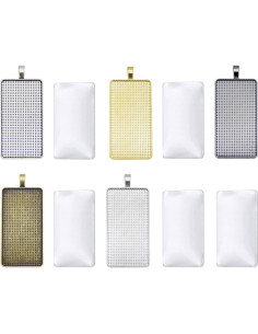 Kit 10 Sets Bandejas Colgantes Bezel Aleación Joyería DIY 2