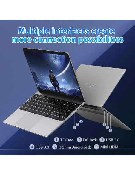 Laptop Molegar 15.6" FHD, 16GB RAM, 512GB SSD, Plata
