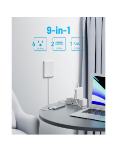 Regleta de Enchufes Olcorife 6 Salidas 3 USB 0.91m Protector 2000J 2