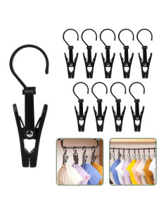 Paquete de 10 Pinzas de Plástico LALALIVABLE con Ganchos Giratorios