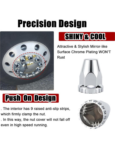Cubiertas de Tuercas Cromadas ABS 33mm Cabtherlyn - Paquete de 20