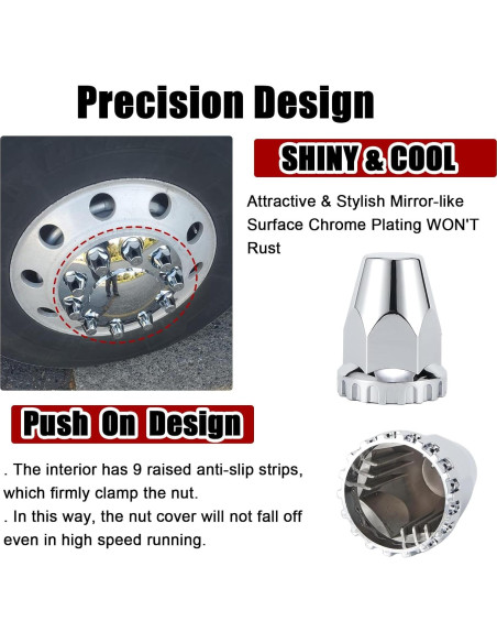 Cubiertas de Tuercas Cromadas ABS 33mm Cabtherlyn - Paquete de 20