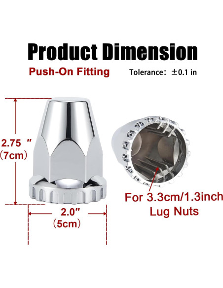 Cubiertas de Tuercas Cromadas ABS 33mm Cabtherlyn - Paquete de 20