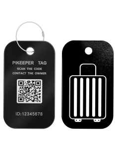 Etiqueta de Equipaje Inteligente PIKEEPER - Aluminio Negro 8x4 cm