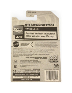Hot Wheels Honda Civic Type R 2018 Escala 1:64 Blanco 2