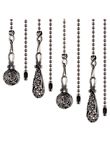 4 Cadenas de Tirar para Ventilador de Techo Yaomiao 34 cm Cobre Negro