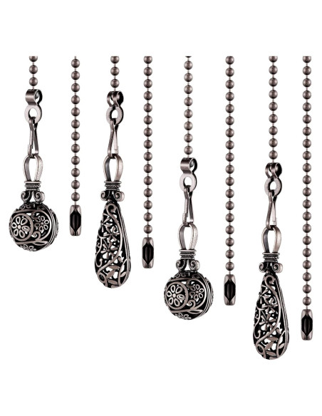 4 Cadenas de Tirar para Ventilador de Techo Yaomiao 34 cm Cobre Negro