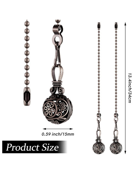 4 Cadenas de Tirar para Ventilador de Techo Yaomiao 34 cm Cobre Negro