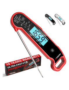 Termómetro Digital de Alimentos ATOGOU Rojo, Precisión +/-0.3C