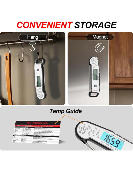 Termómetro Digital de Alimentos ATOGOU Rojo, Precisión +/-0.3C