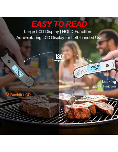 Termómetro Digital de Alimentos ATOGOU Rojo, Precisión +/-0.3C